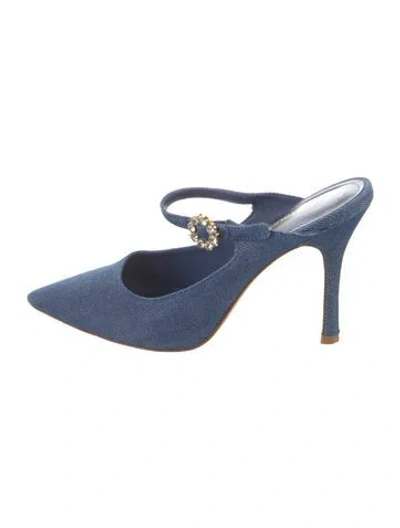 Pre-owned Larroude Denim Mules In Blue