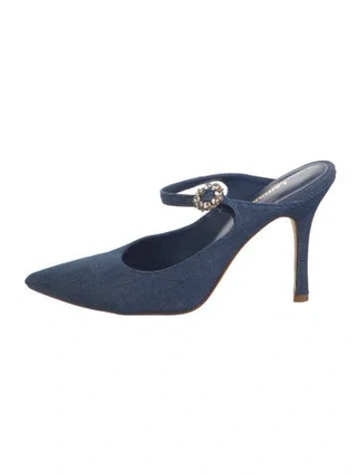 Pre-owned Larroude Denim Mules In Blue