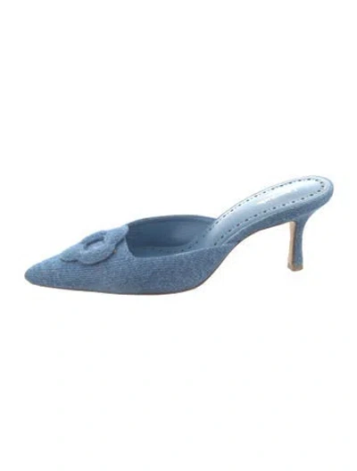 Pre-owned Larroude Denim Mules In Blue