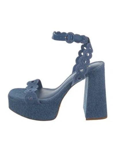 Pre-owned Larroude Denim Sandals In Blue