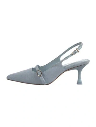 Pre-owned Larroude Denim Slingback Pumps In Blue