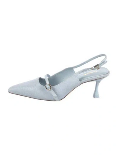 Pre-owned Larroude Denim Slingback Pumps In Blue