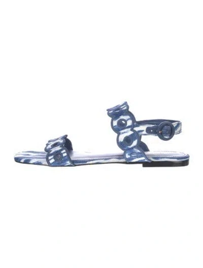 Pre-owned Larroude Denim Tie-dye Print Sandals In Blue