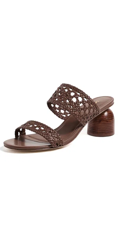 Larroude Dew Drop Macrame Sandals Burnt Umber In Brown