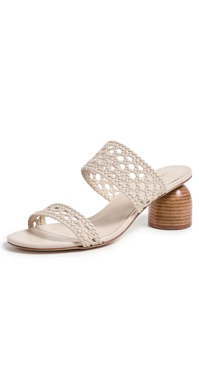 Larroude Dew Drop Macrame Sandals Ivory Leather In White