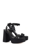 Larroude Larroudé Dolly Broderie Platform Sandal In Black