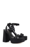 Larroude Larroudé Dolly Broderie Platform Sandal In Black