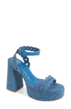 Larroude Dolly Broderie Platform Sandal In Stone