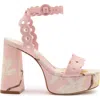 Larroude Dolly Broderie Sandal In Tulip