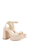 LARROUDE LARROUDÉ DOLLY EMBROIDERED RAFFIA PLATFORM SANDAL