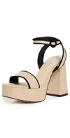 Larroude Dolly Platform Sandals Beige/black In Beige/black