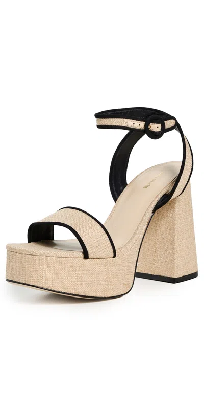 Larroude Dolly Platform Sandals Beige/black