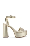 Larroude Dolly Ankle Strap Platform Sandal In Gold