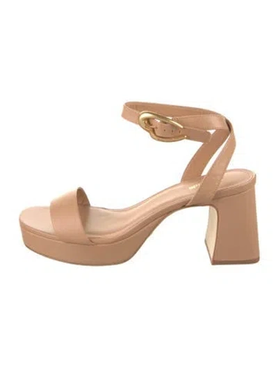 Pre-owned Larroude Dolly Verona Leather Sandals In Neutral