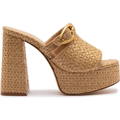 Larroude Larroudé Dolly Verona Mule In Natural Raffia In Sand