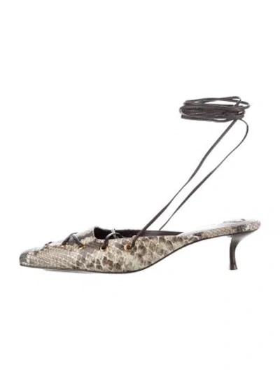 Pre-owned Larroude Embossed Leather Animal Print Mules In Multicolor