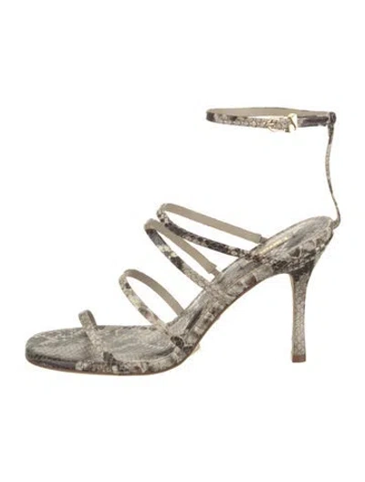 Pre-owned Larroude Embossed Leather Animal Print Sandals In Multicolor