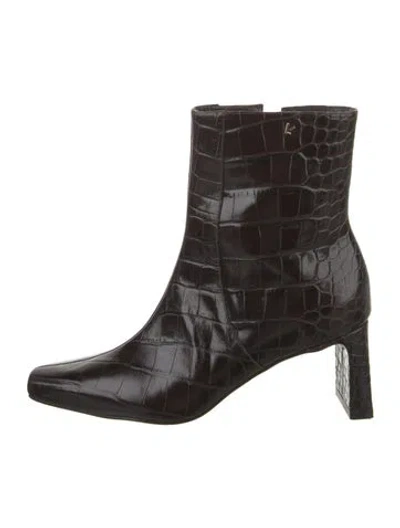 Pre-owned Larroude Embossed Leather Boots In Brown