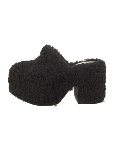 Pre-owned Larroude Faux Fur Mules In Black