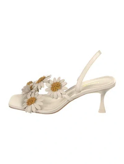 Pre-owned Larroude Fiore Daisy Leather Slingback Sandals In Neutral