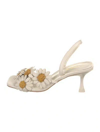 Pre-owned Larroude Fiore Leather Slingback Sandals W/ Tags In Neutral