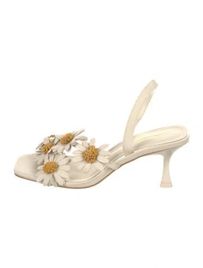 Pre-owned Larroude Fiore Leather Slingback Sandals W/ Tags In Neutral
