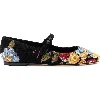 Larroude Larroudé X Markarian Flat In Floral Wool And Embroidery In Black