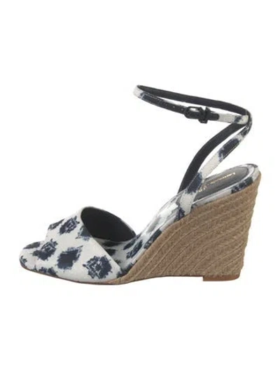 Pre-owned Larroude Floral Print Espadrilles In Blue