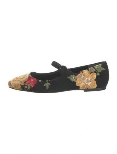 Pre-owned Larroude Floral Print Mary Jane Flats In Multicolor