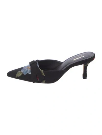 Pre-owned Larroude Floral Print Mules In Black