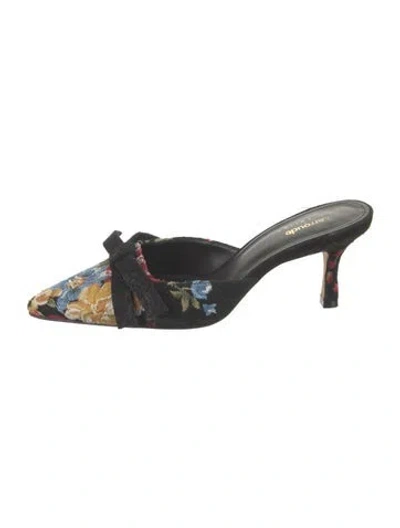 Pre-owned Larroude Floral Print Mules In Blue