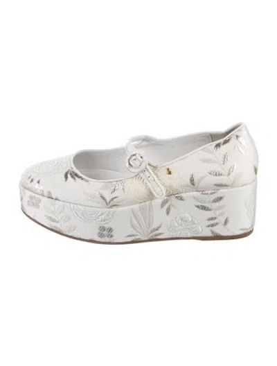 Pre-owned Larroude Floral Print Pumps In White