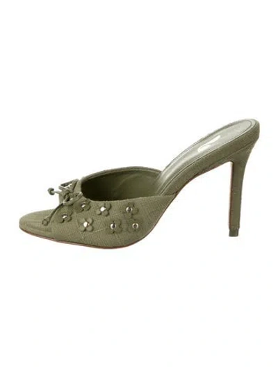 Pre-owned Larroude Floral Print Sandals In Green