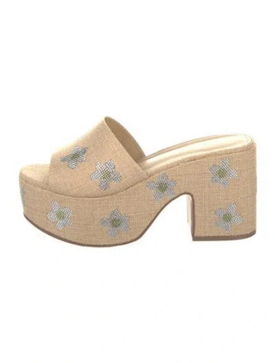Pre-owned Larroude Floral Print Slides In Neutral