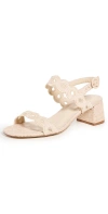 LARROUDE FLORENCE BRODERIE SANDAL HEELS NATURAL