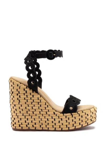 Larroude Larroudé Florence Broderie Wedge In Black