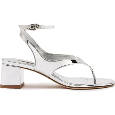 Larroude Larroudé Gaia Block Sandal In Silver