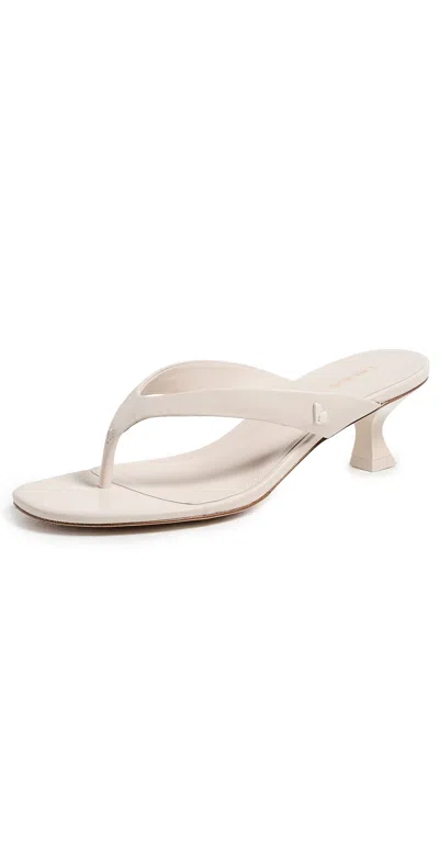 Larroude Gaia Low Sandals Ivory Leather In Neutral