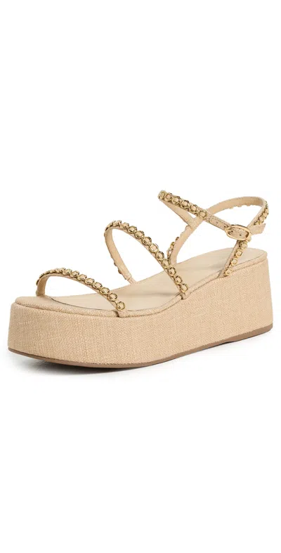 Larroude Gio Milanina Flatform Sandals Beige