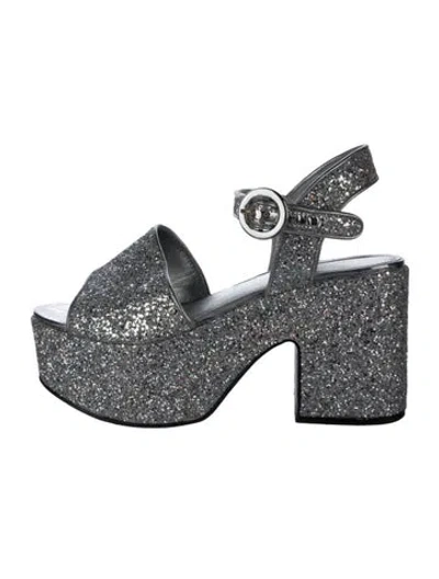 Pre-owned Larroude Glitter Slingback Sandals