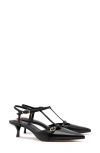 Larroude Larroudé Grace Ankle Strap Pointed Toe Kitten Heel Pump In Black