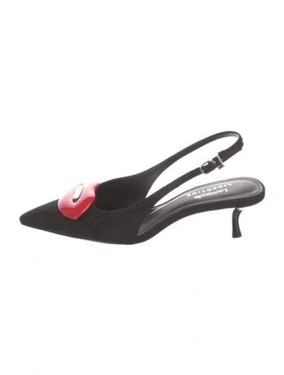 Pre-owned Larroude Graphic Print Slingback Pumps In Black
