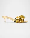 Larroude Greta Disco Metallic Confetti Slide Sandals In Gold