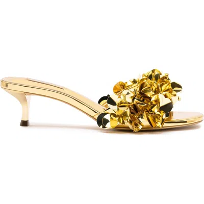Larroude Greta Disco Metallic Confetti Slide Sandals In Gold