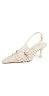 Larroude Ines Macrame Slingbacks Ivory In White