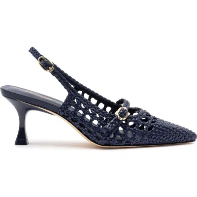 Larroude Larroudé Ines Macrame Pump In Navy