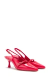 Larroude Ines Leather Pump In Scarlet
