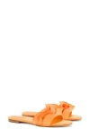 Larroude Ivy Ruffle Raffia Slide Sandal In Mango