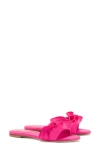 Larroude Larroudé Ivy Ruffle Raffia Slide Sandal In Pink