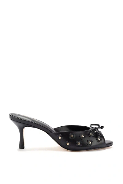 Larroude Women's Jasmine Flower Detail Mule Sandals In Black